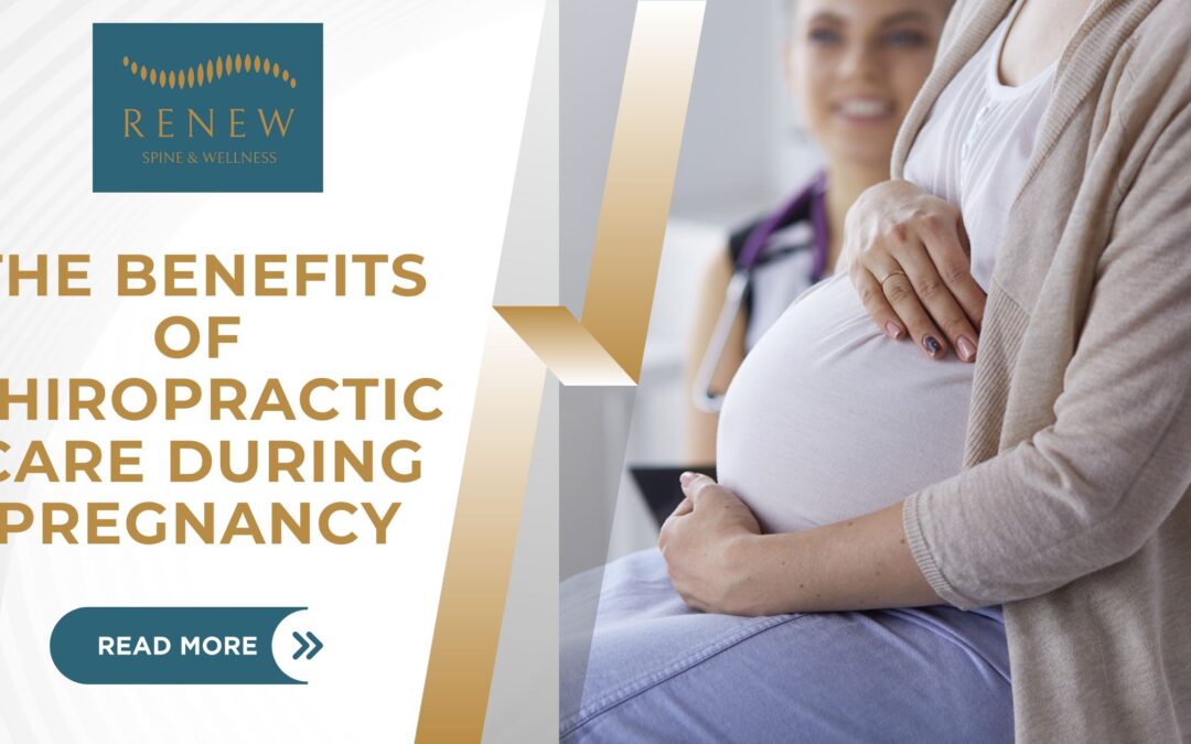 A pregnant woman holds both her back and belly with the blog title in the upper right corner